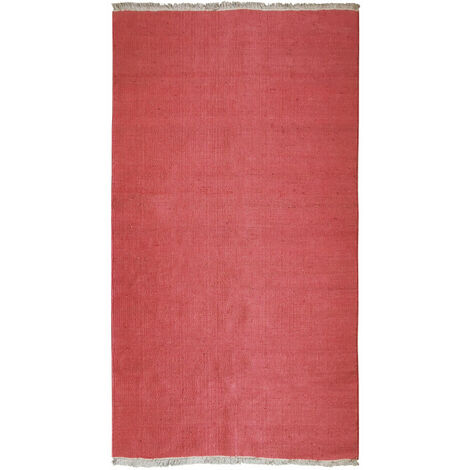 ESSENCE - Tapis en jute et coton avec franges terra cotta 80x150