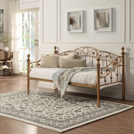 SLUMBERWORX Essendon Vintage Living Room Bedroom Antique Brass Metal Day Bed