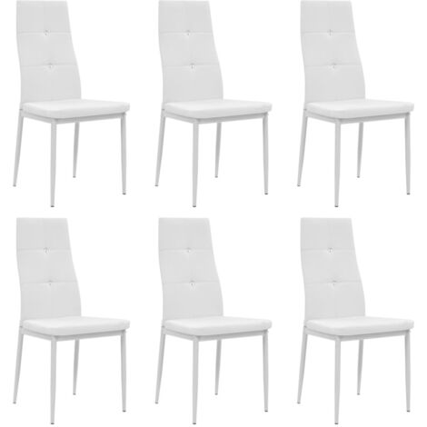 Essenstühle Set aus 6 Weiß Kunstleder