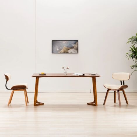 Essenstühle Set von 2 Creme, gebogenes Holz und Kunstleder