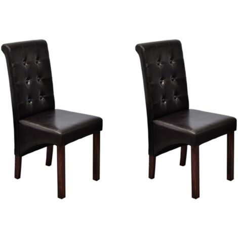 Essenstuhl Set von 2 braun Kunstleder
