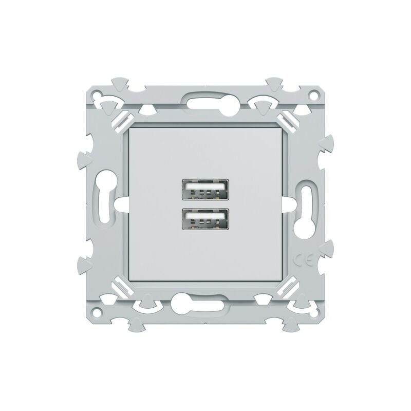 Hager - Prise usb double - 3A - Type a - Essensya - WE112