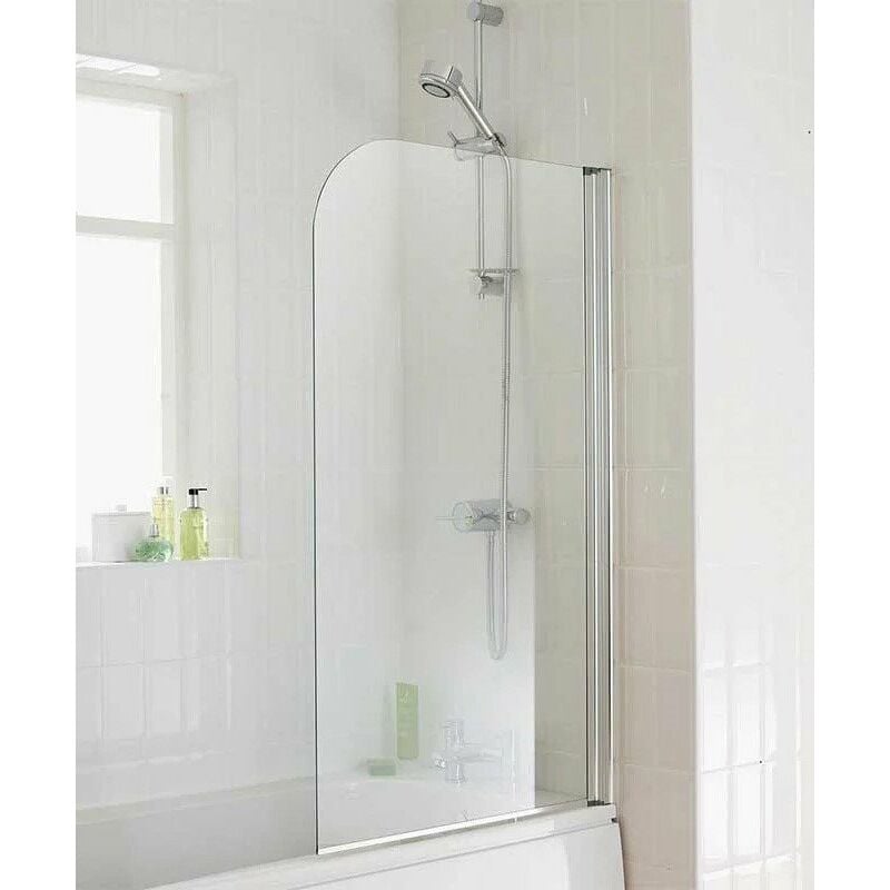 Essential Element Bath Shower Screen Curved 5mm Glass 750 x 1300mm