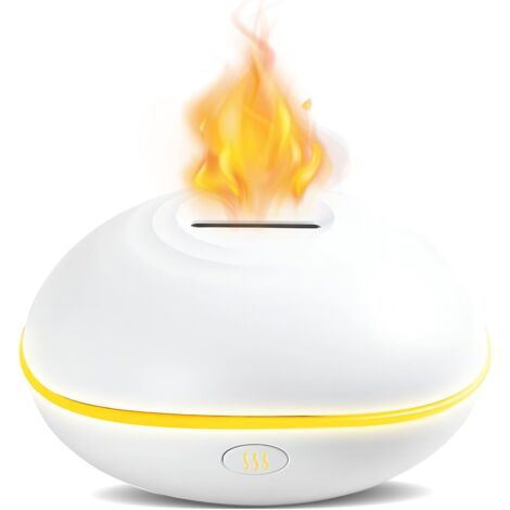 Essential Oil Diffuser Humidifier 200ml - Aromatherapy Diffuser with LED Light 7 Colors Light Flame Effect - for Sleep, Yoga, Spa - White