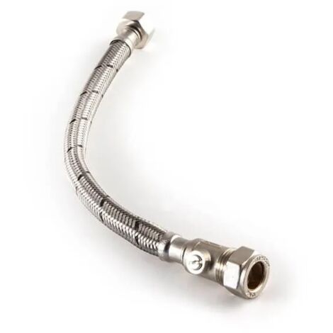Essentials 15mm x 1/2""x30cm Flexible Tap Connector 9.5mm Bore + Isolation valve