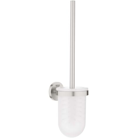 Grohe – Porte-brosse de toilette mural en verre et métal – Finition supersteel – Fixation cachée – Dimensions 21x12,8x42,4 cm - 40374DC1