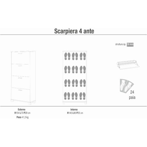 ESSENZA - scarpiera a 4 ante