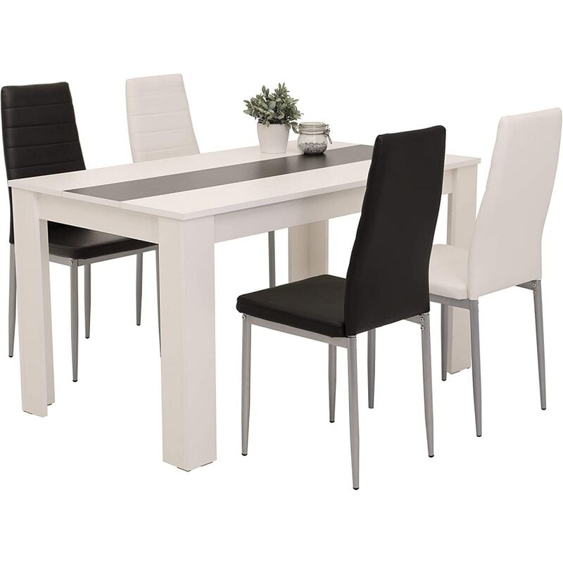 Essgruppe Esstisch Küchentisch Tischgruppe HELENE Wendeplatte schwarz weiß-'SW15026'