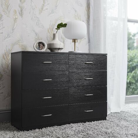main image of "Essie chest of drawers - 8 drawer - black - Black"