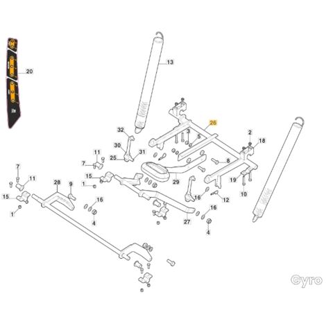 Essieu de levage pour tracteur de pelouse GYRO500e ORIGINAL STIGA 387000159/0