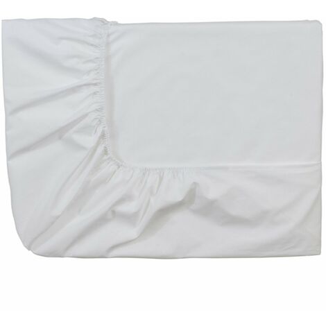 Essix Royal Line – Lenzuolo con angoli elasticizzati, in percalle di cotone, bianco, 180 x 220 cm