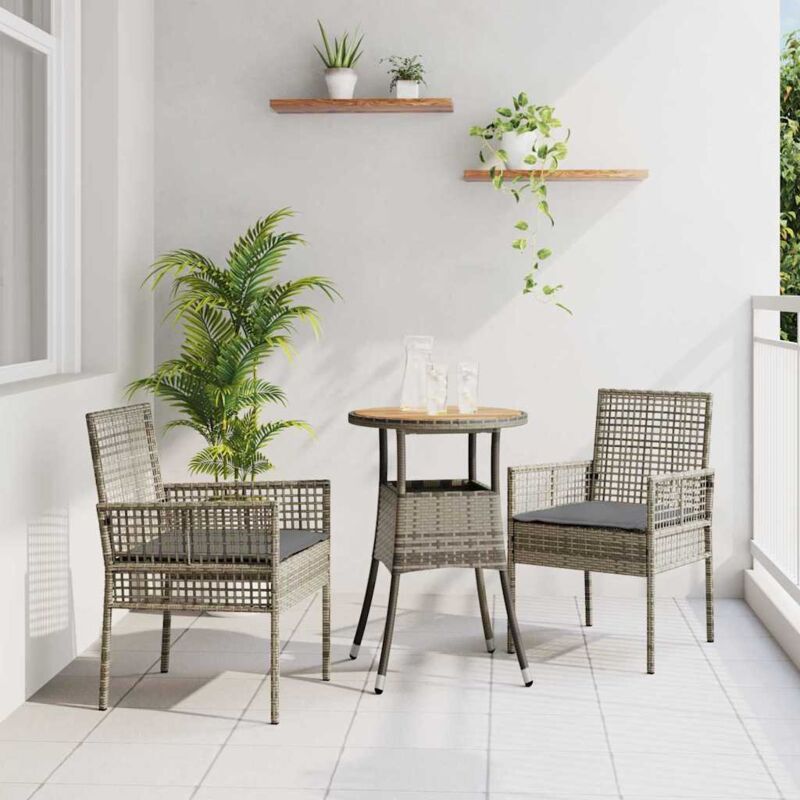Essmöbel Set Aus 3 Grau Rattan, Metall - Vidaxl