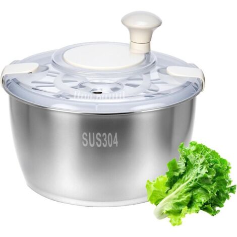 Essoreuse à salade en acier inoxydable 304 de 5 L – Essorage manuel avec manivelle ergonomique et base antidérapante – Lavable au lave-vaisselle