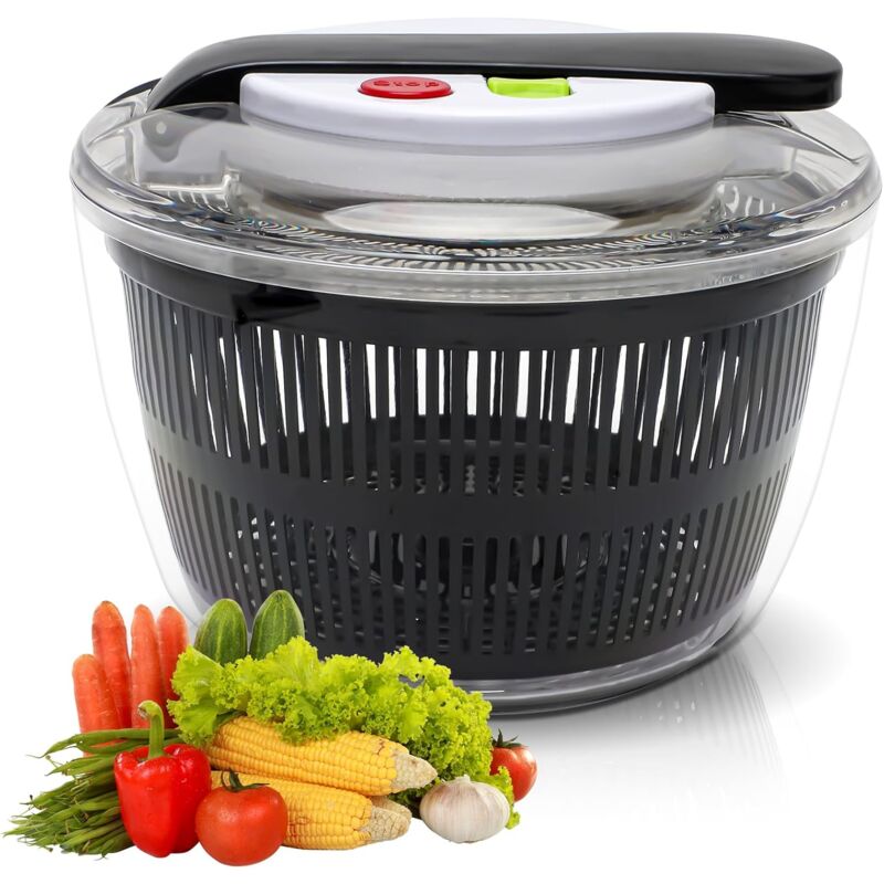 Essoreuse à salade en plastique avec couvercle - Petite essoreuse à salade pour la maison moderne - Grande salade - Déshydrateur automatique pour