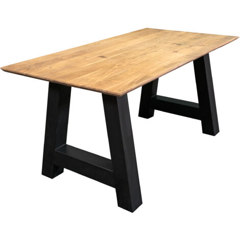 Esstisch 120 x 80 cm Akazie massiv naturfarben Schweizer Kante A-Gestell AMALIE