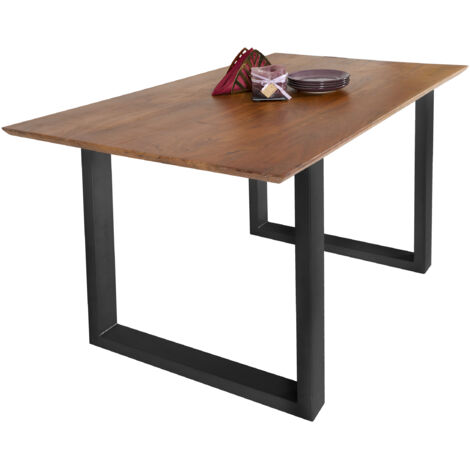 Esstisch 120x80cm Akazie massiv nussbaumfarben schweizer Kante U-Gestell ATLANTA