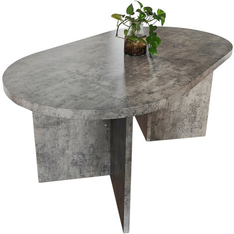 Esstisch 160 x 90 cm Holz Graue-Optik gerade Kante oval V-Gestell OVI