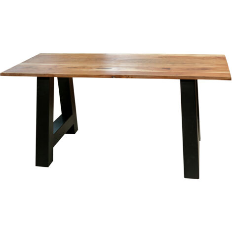 Esstisch 180 x 90 cm Akazie massiv naturfarben gerade Kante A-Gestell PASCAL