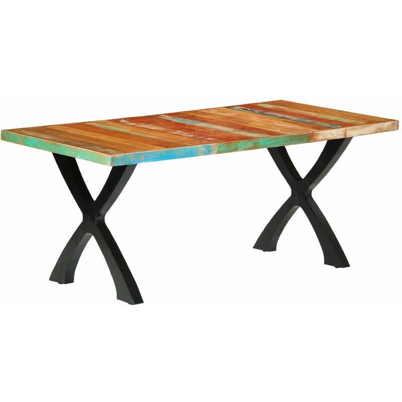 Esstisch 180x90x76cm Recyceltes Massivholz Mehrfarbig Schwarz - Mehrfarbig - Vidaxl