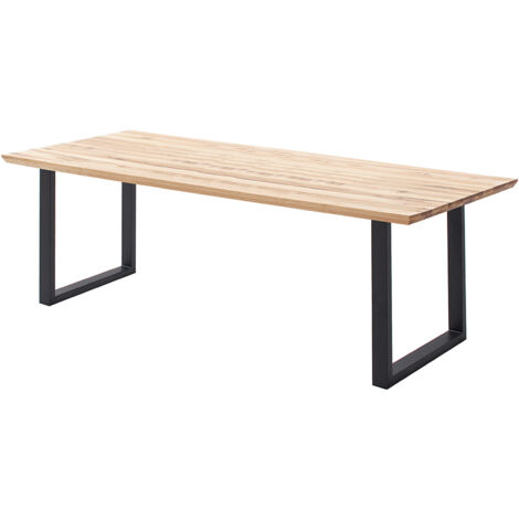 Esstisch 220x100 cm mit Schweizer Kante, U-Gestell, Eiche massiv geölt, PARACATU-06