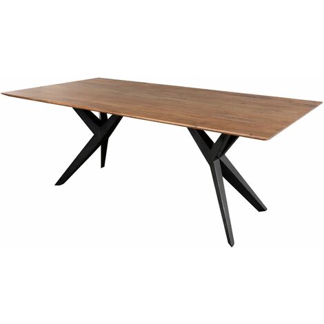 Esstisch Akazie 220x100x76 natur lackiert Beine anthrazit glänzend SWISS EDGE 37