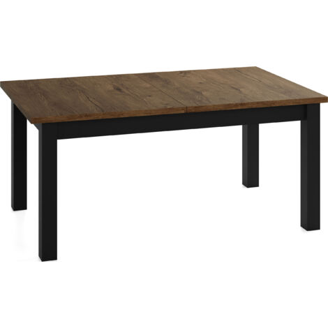 Esstisch Ausziehbar Rechteckig XXL Groß – Platzsparend, Verlängerbar 200 × 100 cm bis 300 cm – Schwarze Holzbeine – Hergestellt in EU – Eiche Braun Rustikal