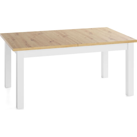 Esstisch Ausziehbar Rechteckig XXL Groß – Platzsparend, Verlängerbar 200 × 100 cm bis 300 cm – Weiße Holzbeine – Hergestellt in EU – Eiche Artisan Hellbraun