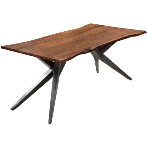 Esstisch Baumkante Akazie nussbaumfarben 280 x 100 cm Airloft-Metallgestell schwarz CONNI