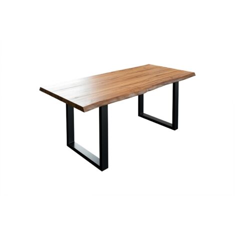 Esstisch Baumkante massiv Akazie natur 120 x 80 schwarz LIAM