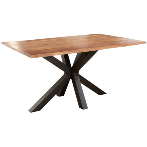 Esstisch Baumkante massiv Akazie natur 120 x 80 schwarz SPYRO