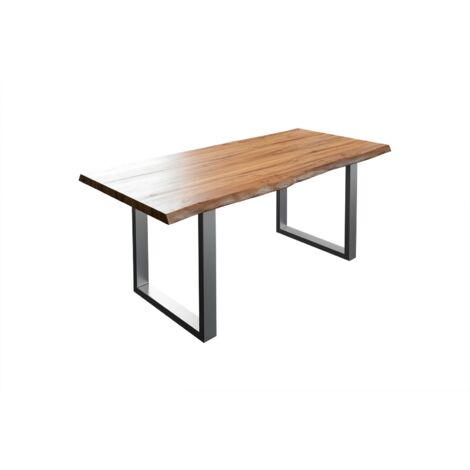 Esstisch Baumkante massiv Akazie natur 120 x 80 silber LIAM