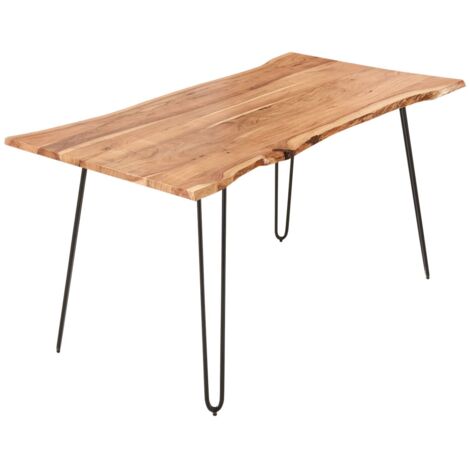 Esstisch Baumkante massiv Akazie natur 160 Hairpin-Gestell schwarz HANNAH