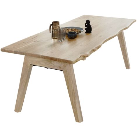 Esstisch Baumkante massiv Akazie natur 160 x 85 A-Holzgestell naturfarben NELE