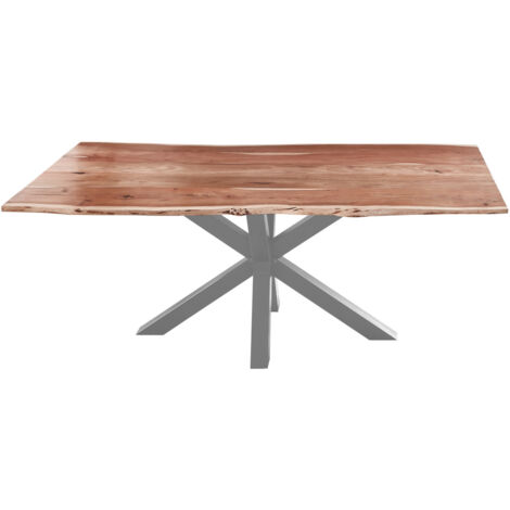 Esstisch Baumkante massiv Akazie natur 180 x 90 silber FELINA