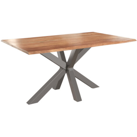 Esstisch Baumkante massiv Akazie natur 180 x 90 silber SPYRO