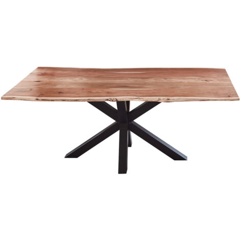 Esstisch Baumkante massiv Akazie natur 200 x 100 schwarz FELINA