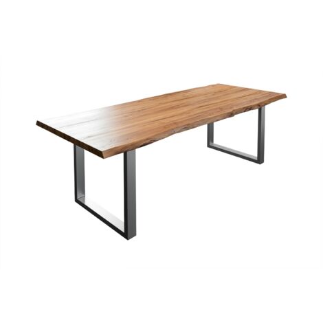 Esstisch Baumkante massiv Akazie natur 200 x 100 silber LIAM
