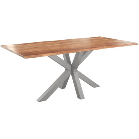 Esstisch Baumkante massiv Akazie natur 220 x 100 silber SPYRO