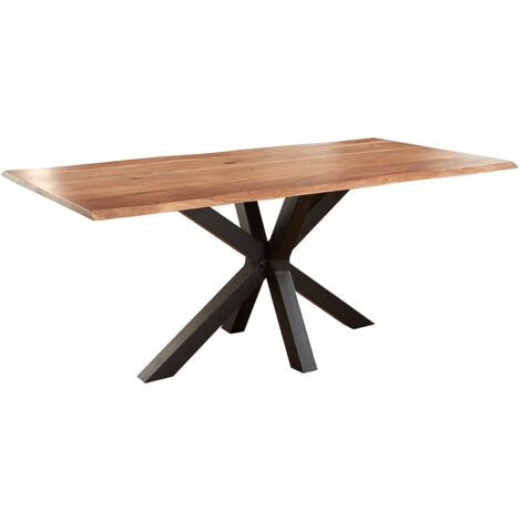 Esstisch Baumkante massiv Akazie natur 240 x 100 schwarz SPYRO