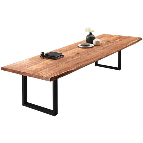Esstisch Baumkante massiv Akazie natur 280 x 110 schwarz VALIN