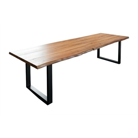Esstisch Baumkante massiv Akazie natur 300 x 100 schwarz LIAM