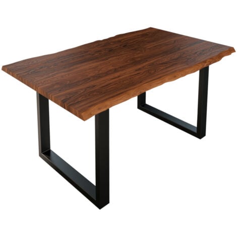 Esstisch Baumkante massiv Akazie nougat 160 x 85 cm schwarz LAUREN