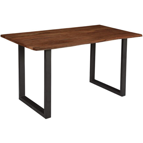 Esstisch Baumkante massiv Akazie nussbaum 110x75 cm U-Gestell schwarz INSA