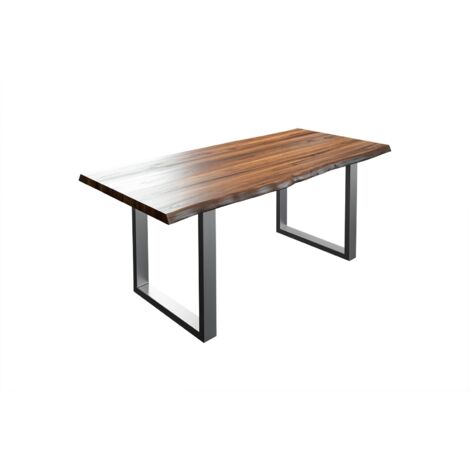 Esstisch Baumkante massiv Akazie nussbaum 160 x 85 silber LIAM