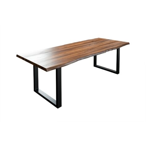 Esstisch Baumkante massiv Akazie nussbaum 180 x 90 schwarz LIAM