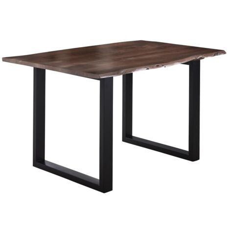 Esstisch Baumkante massiv Akazie nussbaum 180 x 90 schwarz U-Gestell LUBIN