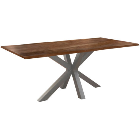 Esstisch Baumkante massiv Akazie nussbaum 180 x 90 silber FELINA