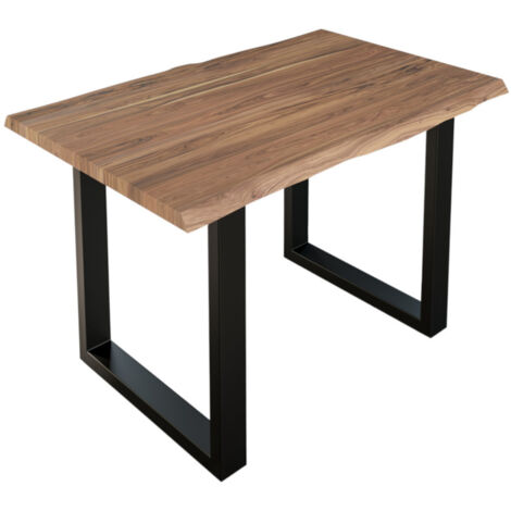 Esstisch Baumkante massiv Akazie stone 140 x 80 cm schwarz LAUREN