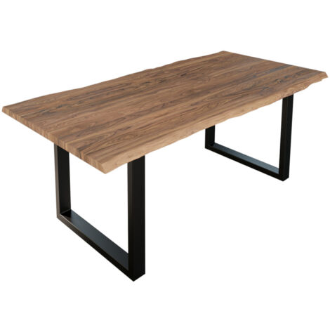 Esstisch Baumkante massiv Akazie stone 200 x 100 cm schwarz LAUREN