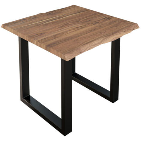 Esstisch Baumkante massiv Akazie stone 90 x 90 cm schwarz LAUREN